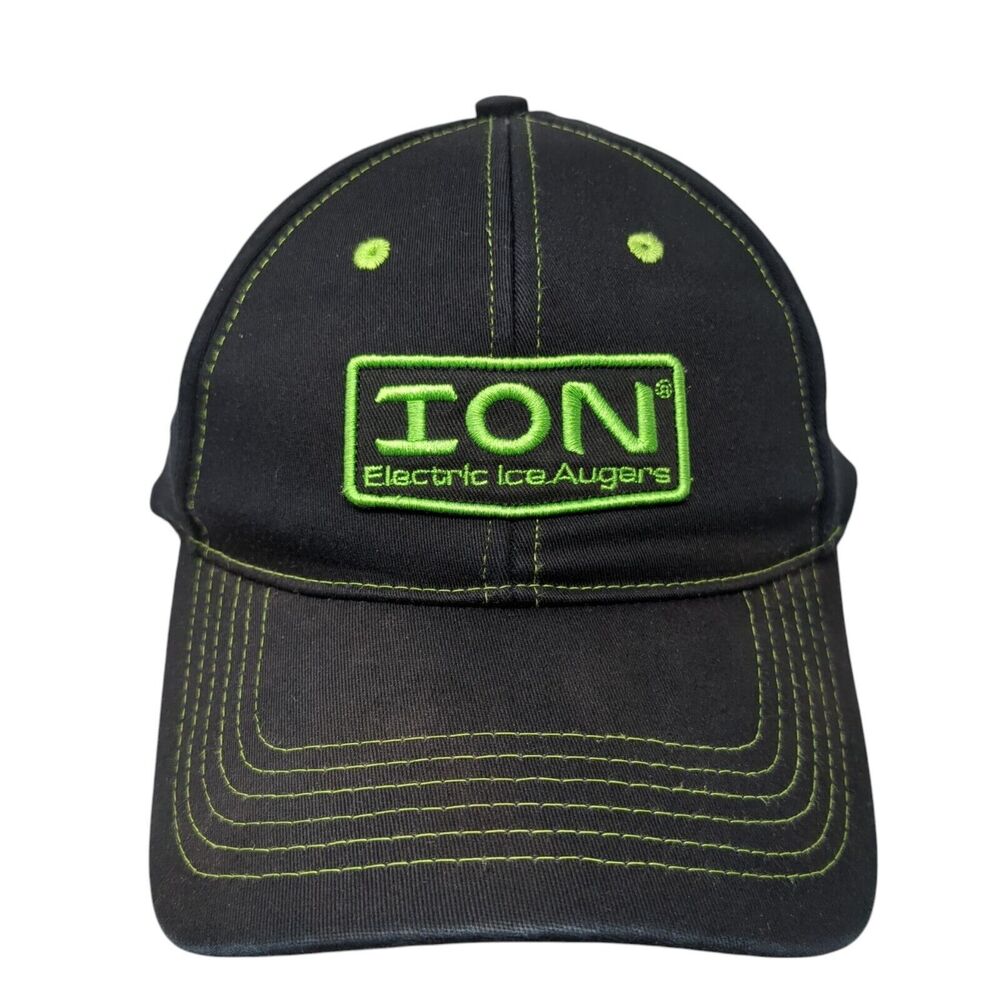 ION Electric Ice Augers Fitted Baseball Cap Black Large Lightweight Embroidered